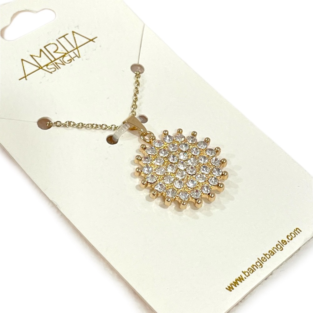 AMRITA SINGH Karena Crystal Pendant Necklace in Gold with Gift Bag NWT